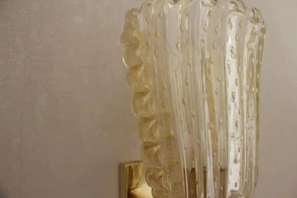 Barovier Murano Pulegoso Gold Glass Sconces from Barovier & Toso, 1990s-YF-1720616