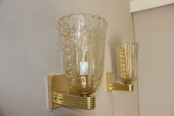 Barovier Murano Pulegoso Gold Glass Sconces from Barovier & Toso, 1990s-YF-1720616