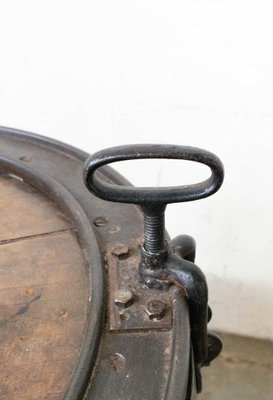 Barrel Bar Cabinet in Wrought Iron and Oak, France, 19th Century-RIU-925719