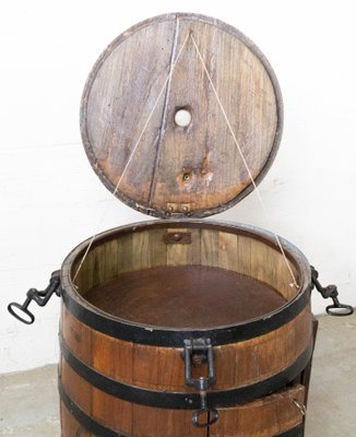 Barrel Bar Cabinet in Wrought Iron and Oak, France, 19th Century-RIU-925719