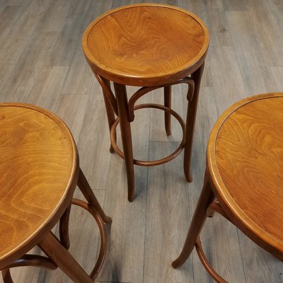 Barstools in Beech and Bentwood by Ligna, 1970s, Set of 3-SJU-2021792