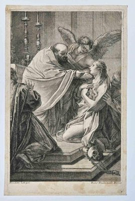 Bartolomei Rivalz, Saint Benedetto Luti, Etching, 18th Century-ZCI-1788527