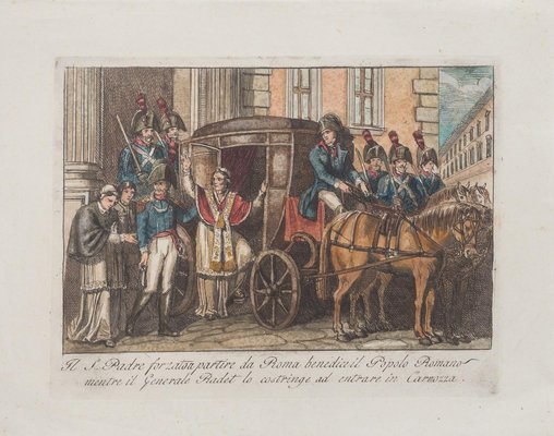 Bartolomeo Pinelli, Departure of the Holy Father from Rome, Etching, 1850-ZCI-885391