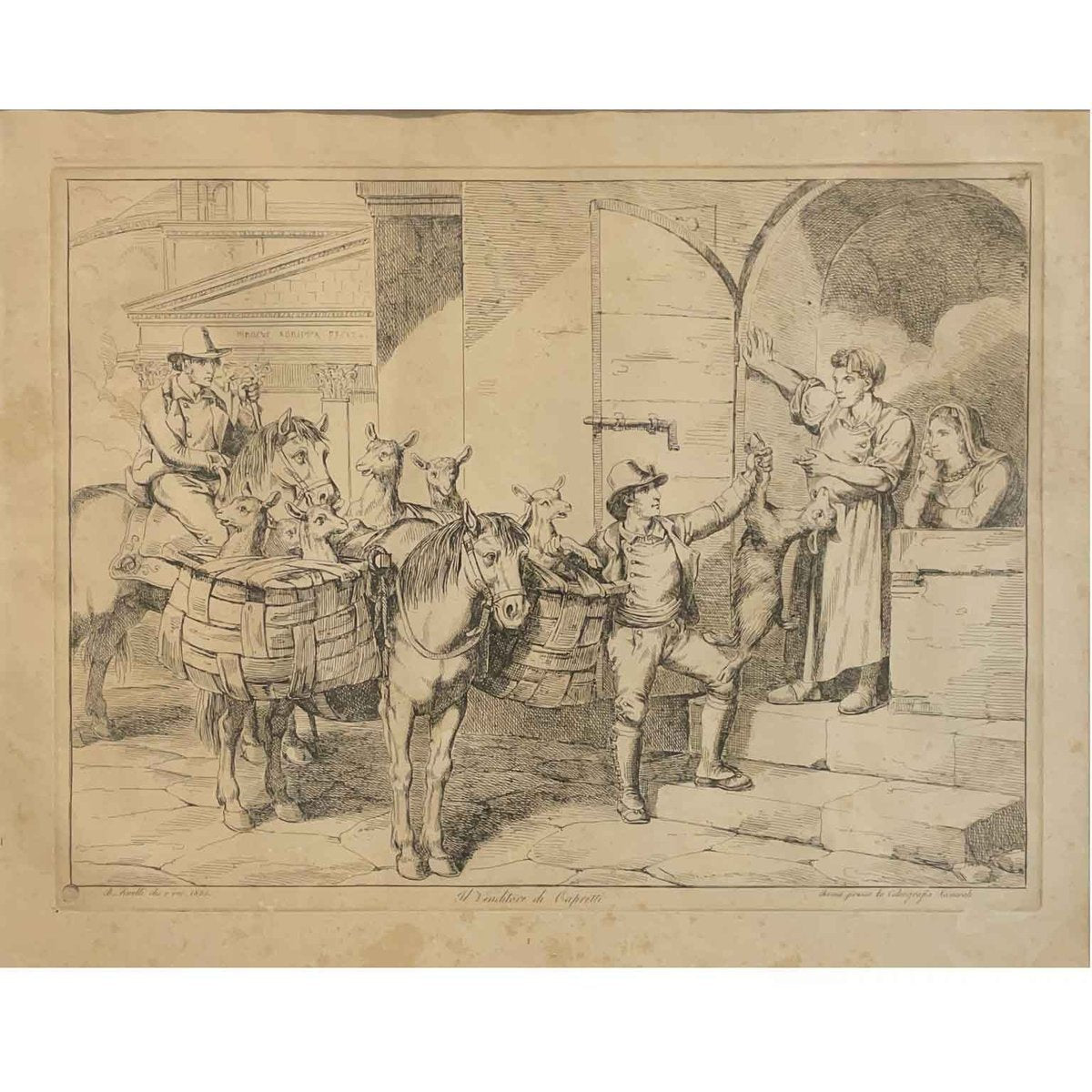 Bartolomeo Pinelli, Popular Costumes, 1831, Etchings, Framed, Set of 6