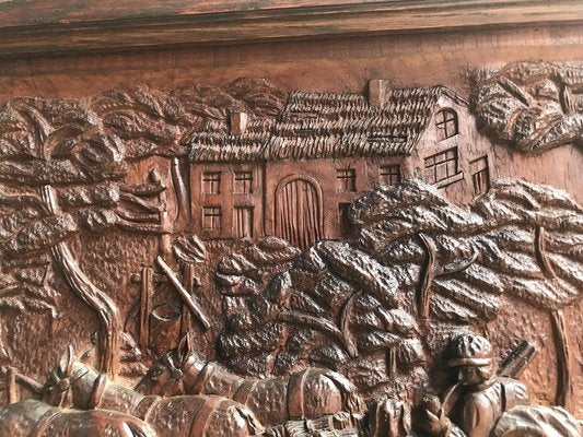 Bas-Relief in Wood by M. Arendt for Village Scene, 1940s-WQQ-1332488