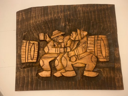 Bas-Relief in Wood on a Board, 1950s-1960s-WQQ-2042129