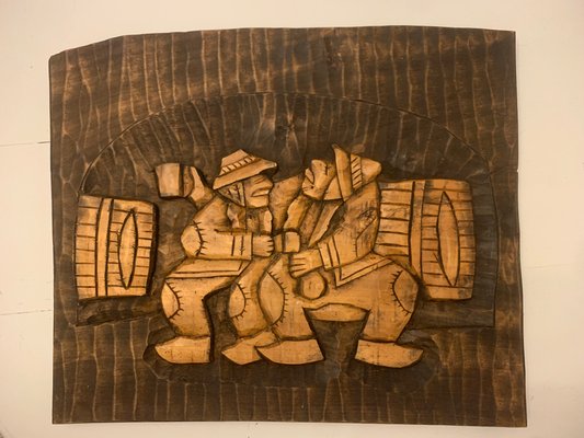 Bas-Relief in Wood on a Board, 1950s-1960s-WQQ-2042129