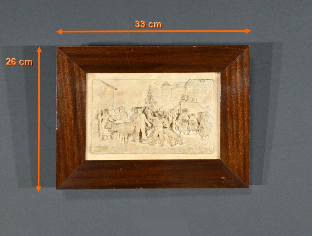 Bas-Relief Painting in Petrified Limestone by C. F. Becker, Late 19th Century