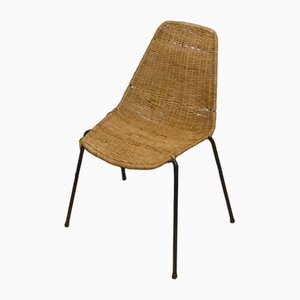 Basket Dining Chair in Rattan and Metal by Gian Franco Legler, 1950s-AFE-1811597