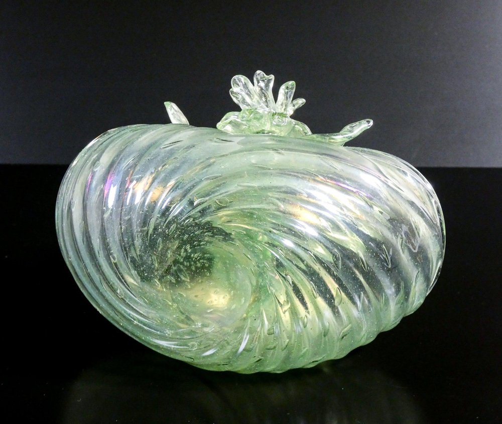 Basket in Opalescent Blown Glass attributed to Archimede Seguso, 1950s