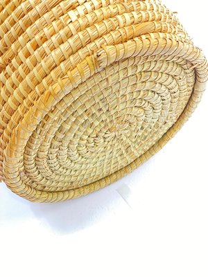 Basket in Rattan, Cooper and Brass, Italy, 1970s-UR-1005690