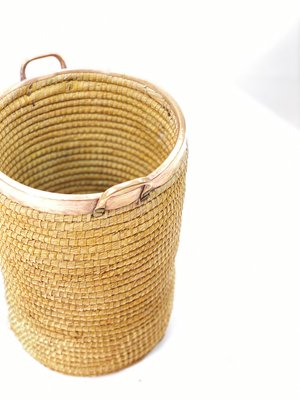 Basket in Rattan, Cooper and Brass, Italy, 1970s-UR-1005690