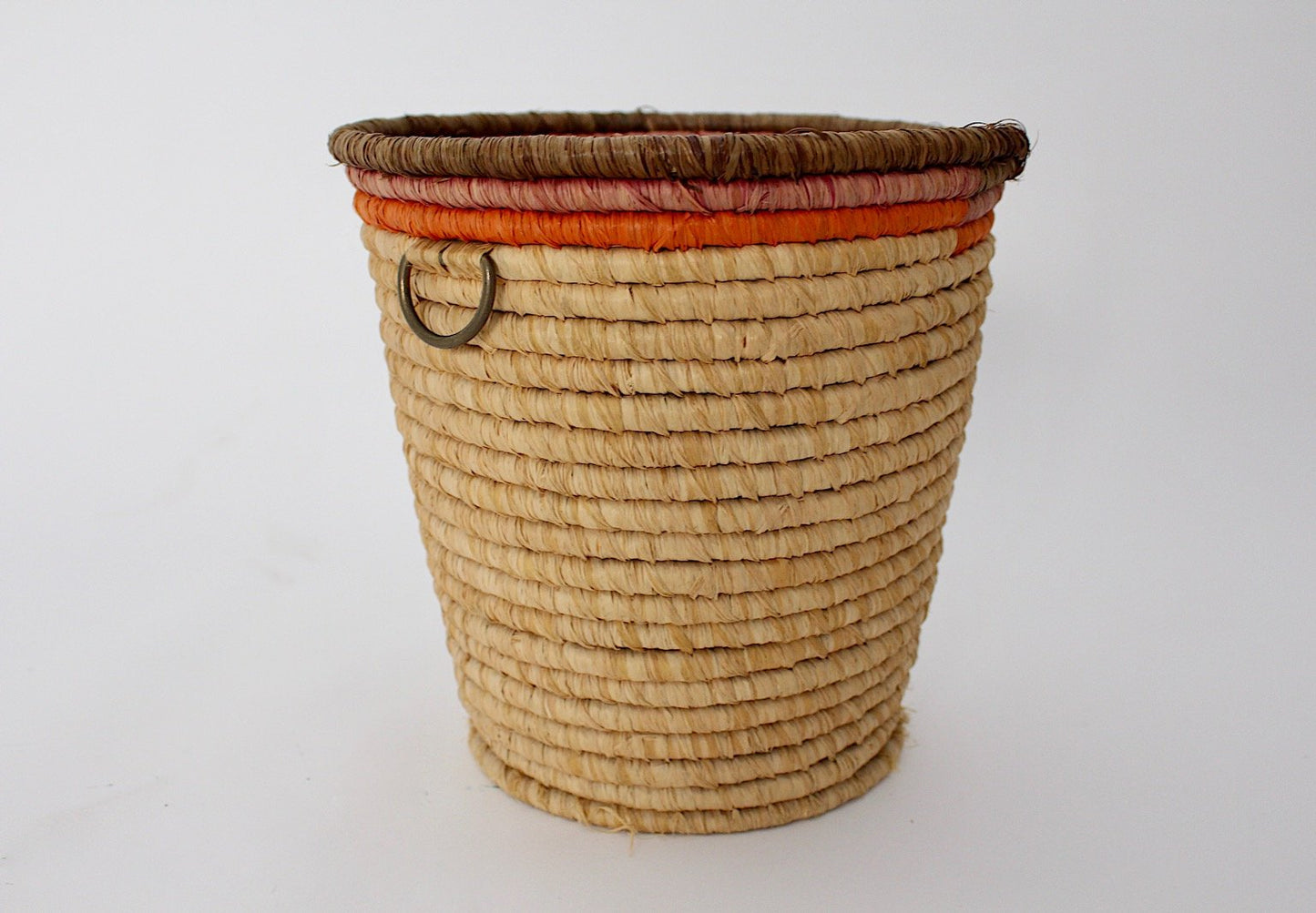 Basket Raffia Brass, Vienna, 1950s