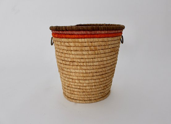 Basket Raffia Brass, Vienna, 1950s-NB-1345990