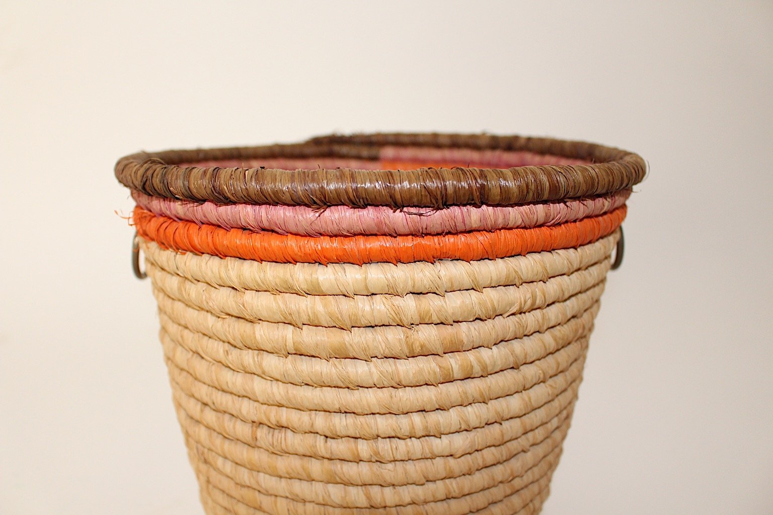 Basket Raffia Brass, Vienna, 1950s