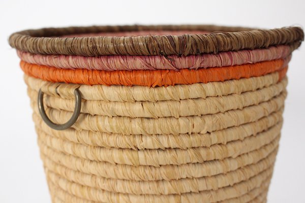 Basket Raffia Brass, Vienna, 1950s-NB-1345990