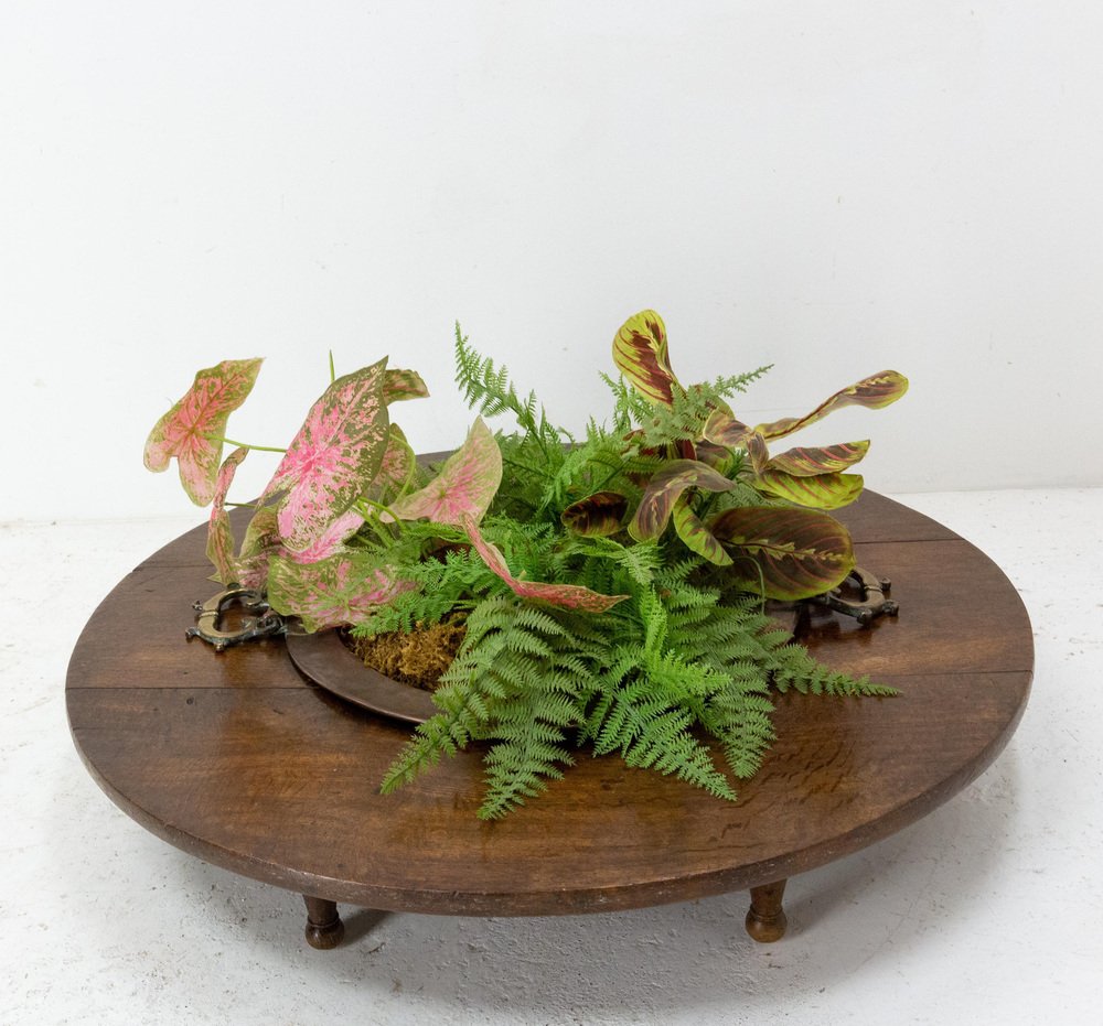 Basque Oak and Copper Brasero Planter, Spain, 1800s