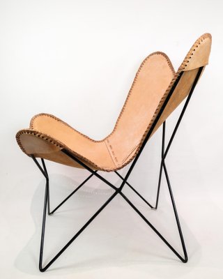 Bat Chair with Black Frame in Light Leather, 1980s-UY-1816958