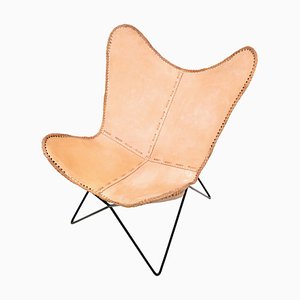 Bat Chair with Black Frame in Light Leather, 1980s-UY-1816958