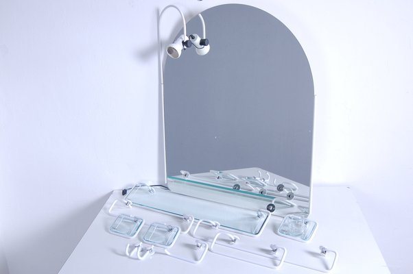 Bathroom Furniture Set with Arched Mirror, 1980s, Set of 11-XSG-1121686