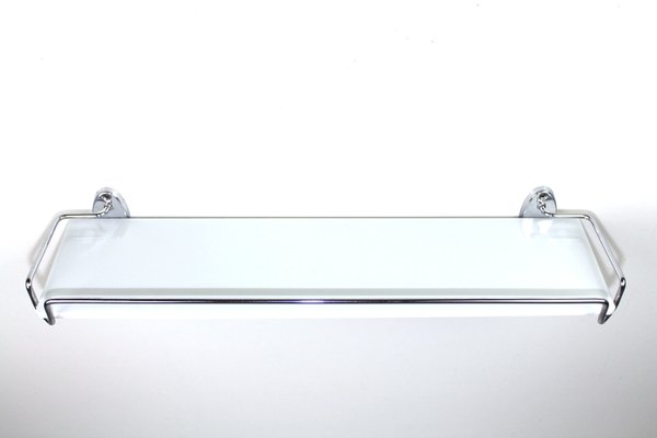 Bathroom Shelf in Chrome and White Marble Glass, 1950s-ZWH-1058467