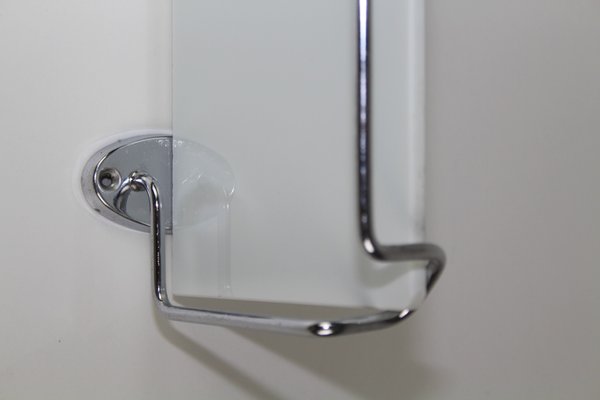 Bathroom Shelf in Chrome and White Marble Glass, 1950s-ZWH-1058467