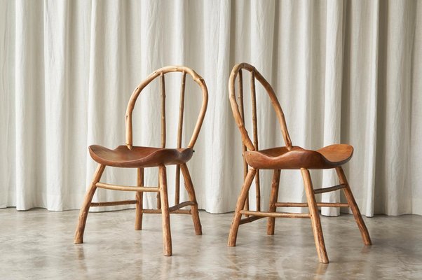 Bathsheba Side Chairs in Oak and Hazel by Richard Lee, UK, 1994, Set of 2-FEW-2042352