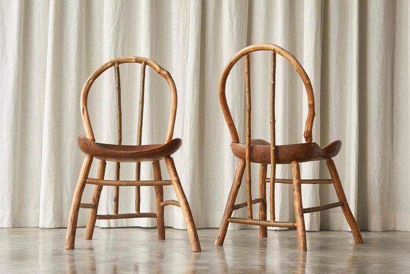 Bathsheba Side Chairs in Oak and Hazel by Richard Lee, UK, 1994, Set of 2-FEW-2042352