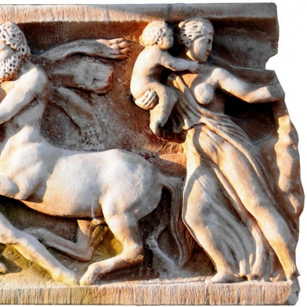 Battle Between Centaurs and Lapites High Relief in Carrara White Marble, Late 19th Century