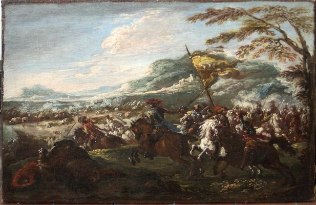 Battle of Cavalries - Oil Paint by F. Graziani (Ciccio Napoletano) - Late 1600 Late 17th Century-ZCI-756225