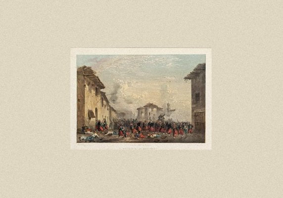 Battle of Melegnano - Original Hand Colored Lithograph by C. Perrin - 1850 ca. 1850 ca.-ZCI-758447