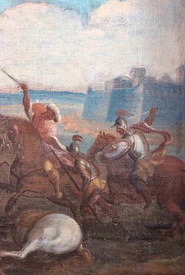 Battle Scenes, Oil Paintings, 18th Century, Set of 2-ZCI-2029226