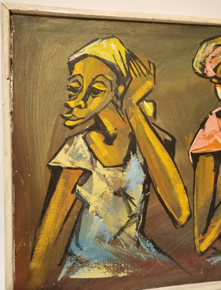 Batu Mathews, Two African Women, Oil on Canvas