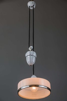 Bauhaus Adjustable Porcelain Chandelier with Original Shade, 1920s-SPD-875245