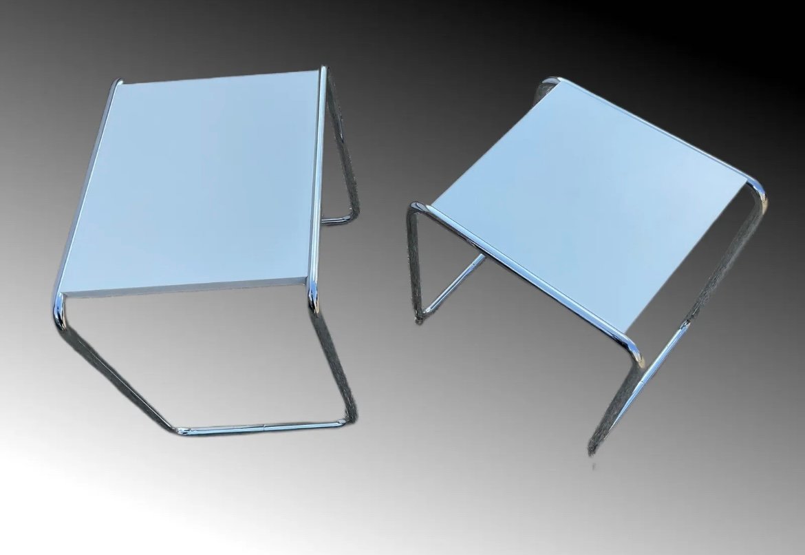 Bauhaus B 9A and B Side Tables by Marcel Breuer for Thonet, Set of 2