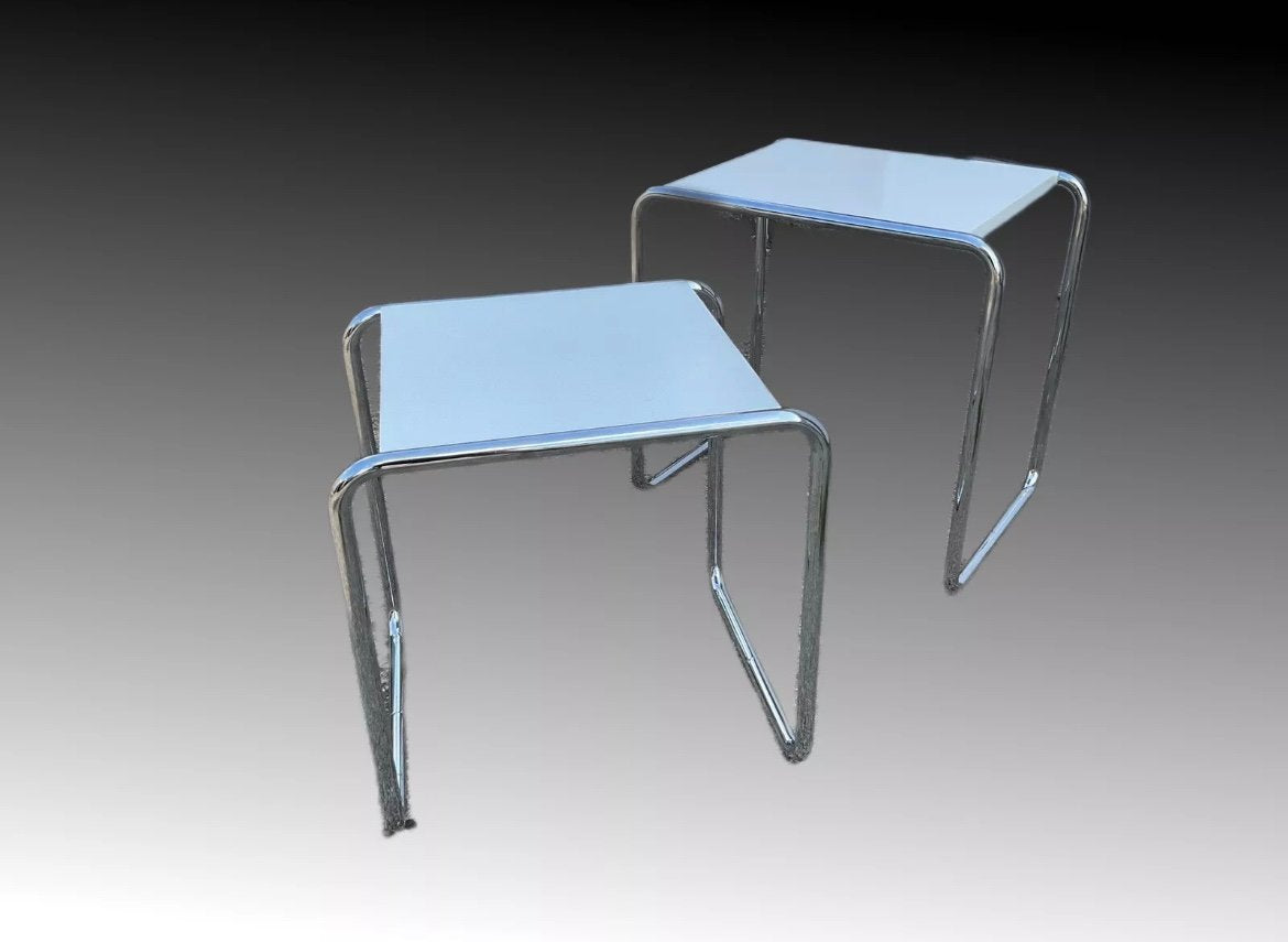 Bauhaus B 9A and B Side Tables by Marcel Breuer for Thonet, Set of 2