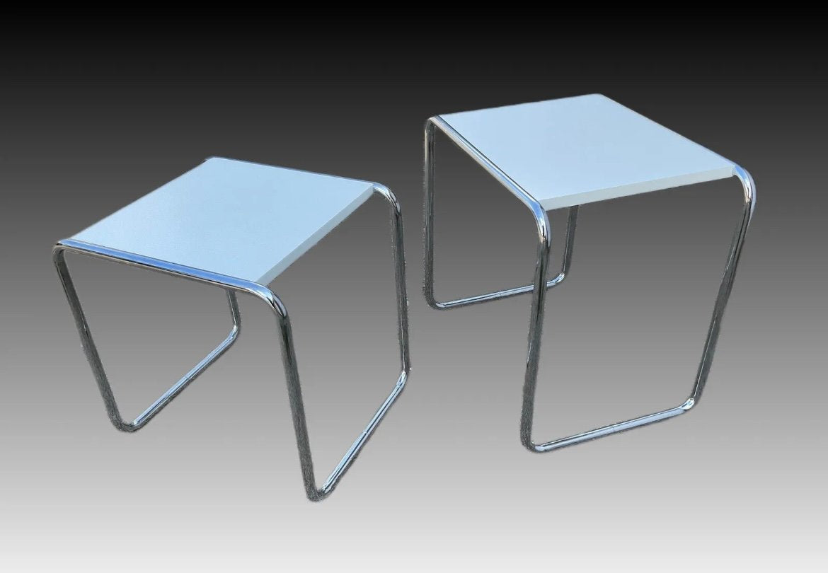 Bauhaus B 9A and B Side Tables by Marcel Breuer for Thonet, Set of 2