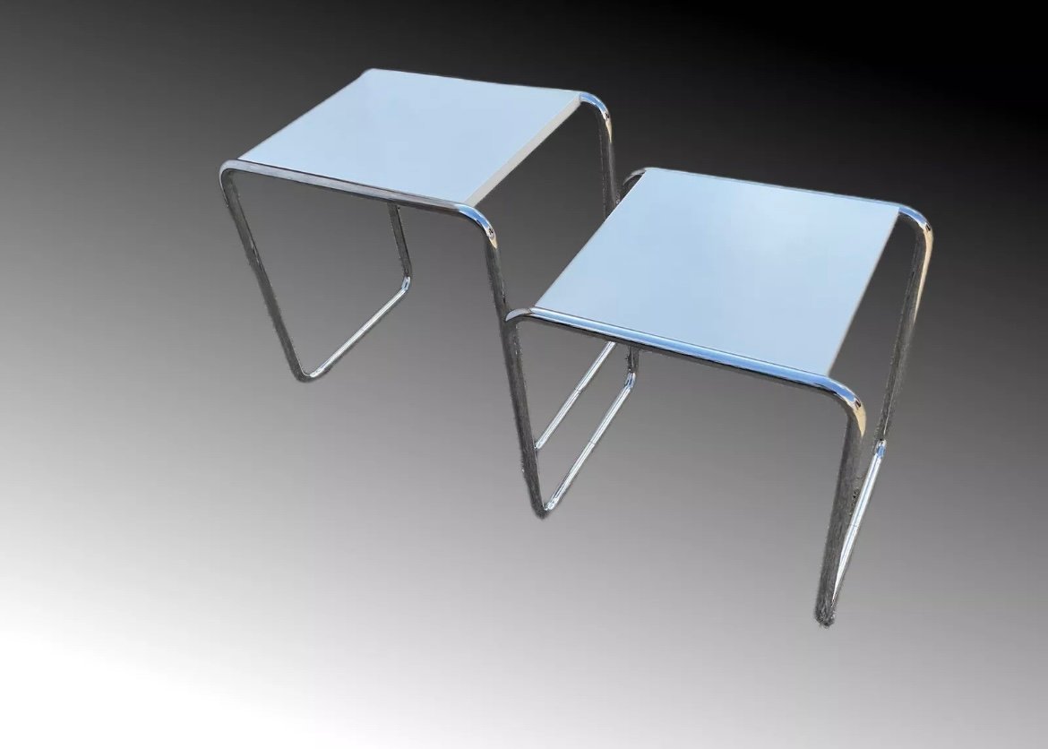 Bauhaus B 9A and B Side Tables by Marcel Breuer for Thonet, Set of 2