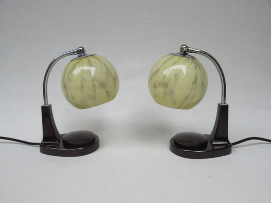 Bauhaus Bakelite Table Lamps by Marianne Brandt for GMF, 1920s, Set of 2