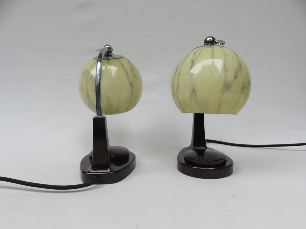 Bauhaus Bakelite Table Lamps by Marianne Brandt for GMF, 1920s, Set of 2