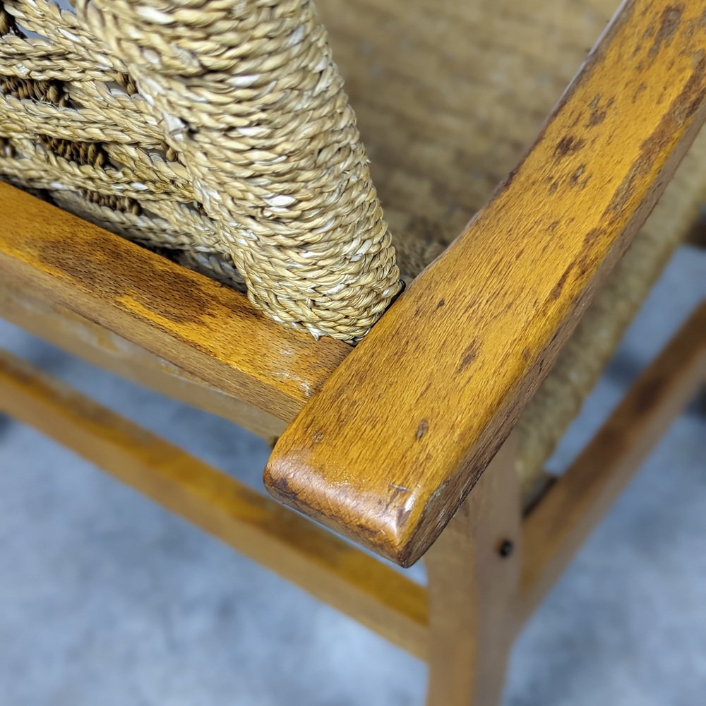 Bauhaus Beech and Rope Armchair by Erich Dieckmann, 1930s