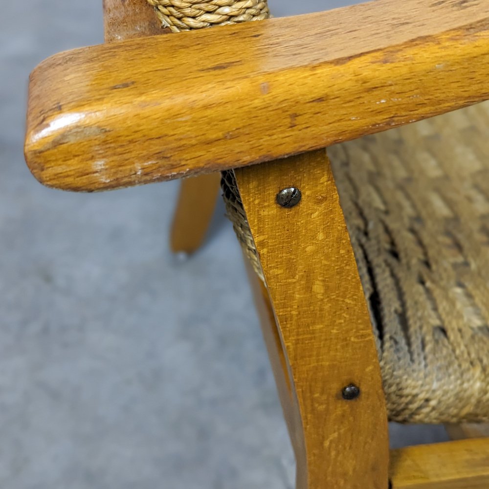 Bauhaus Beech and Rope Armchair by Erich Dieckmann, 1930s