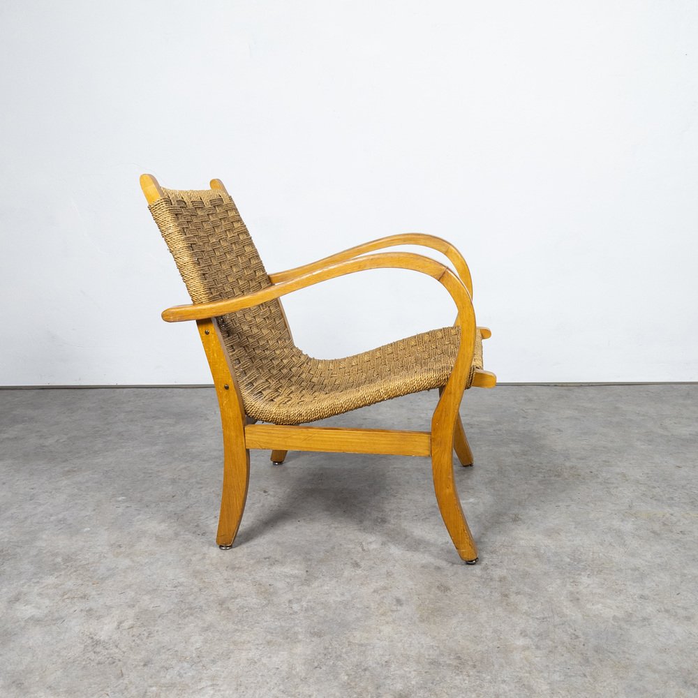 Bauhaus Beech and Rope Armchair by Erich Dieckmann, 1930s