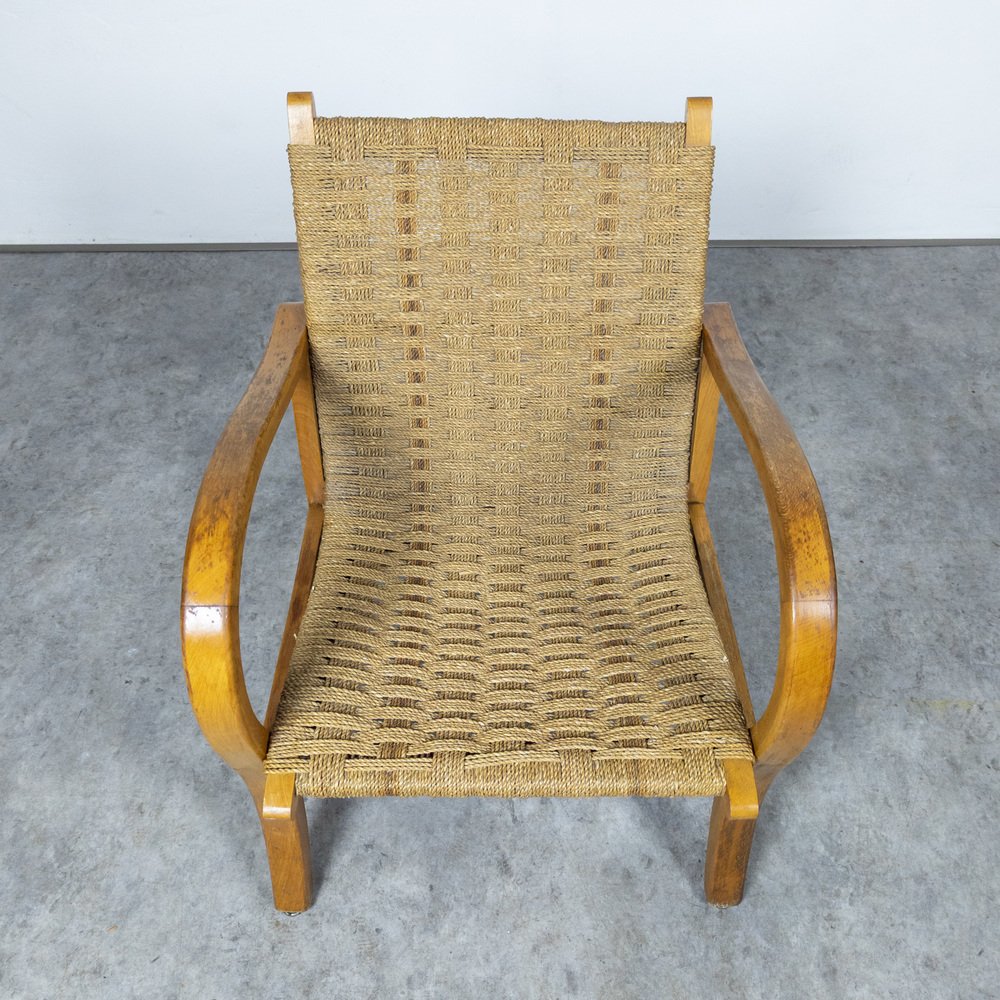 Bauhaus Beech and Rope Armchair by Erich Dieckmann, 1930s