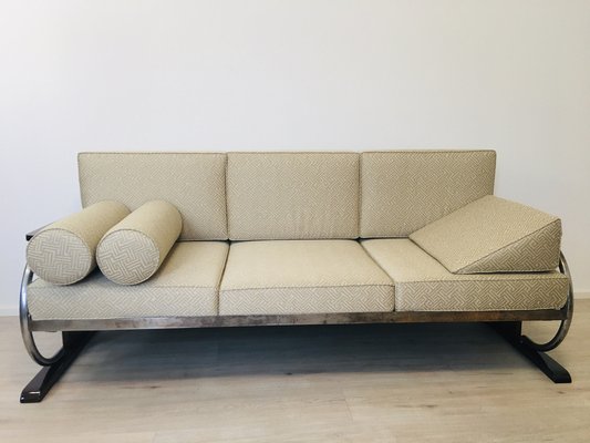 Bauhaus Beige Tubular Steel Sofa by Robert Slezak, 1930s-YNX-1702297