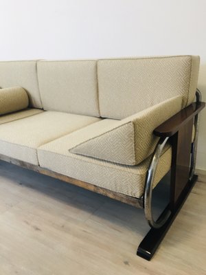 Bauhaus Beige Tubular Steel Sofa by Robert Slezak, 1930s-YNX-1702297