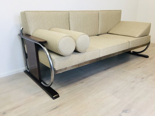 Bauhaus Beige Tubular Steel Sofa by Robert Slezak, 1930s-YNX-1702297