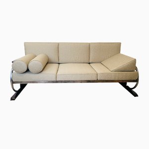 Bauhaus Beige Tubular Steel Sofa by Robert Slezak, 1930s-YNX-1702297