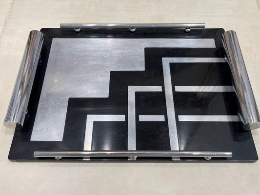 Bauhaus Black Lacquered Tray, 1930s-YXM-1690548