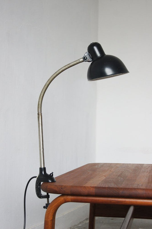 Bauhaus Black Table Lamp by Christian Dell for Kaiser Leuchten, 1950s